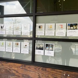 Choices of cakes to peruse while waiting in line. Their cakes are AMAZING!!