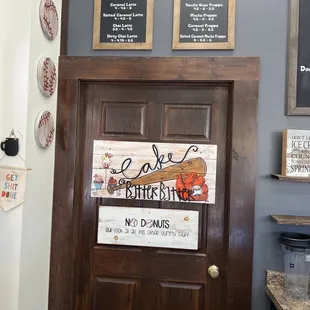 a menu on the door