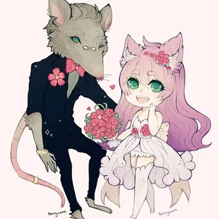 a drawing of a couple of mice