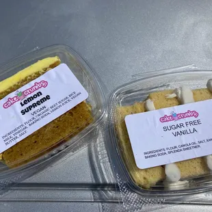 two containers of cake crumbs