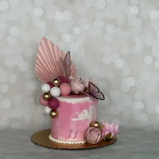 Pretty in Pink Birthday Cake