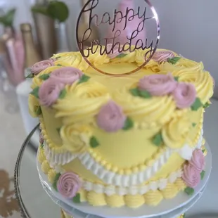 Yellow birthday cake