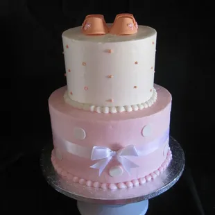 Buttercream Booties Girl Baby Shower Cake