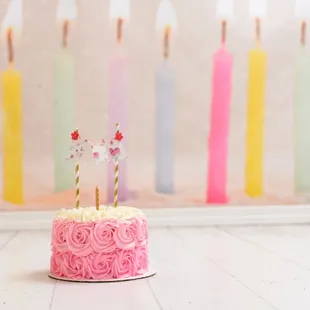 Sweet little rosette cake with one of our custom toppers!