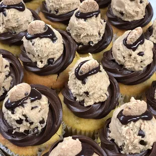 Gourmet chocolate chip cookie dough cupcakes
