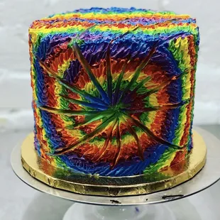 a multicolored cake