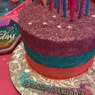 a birthday cake with candles