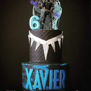 a black and blue cake