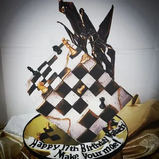 a cake made to look like a chess piece