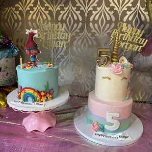 two cakes on a table