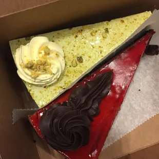 Pistachio cake and Chocolate Raspberry cake
