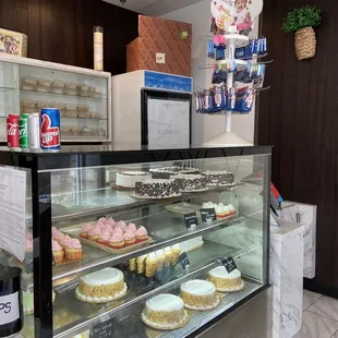 a display of cakes and pastries