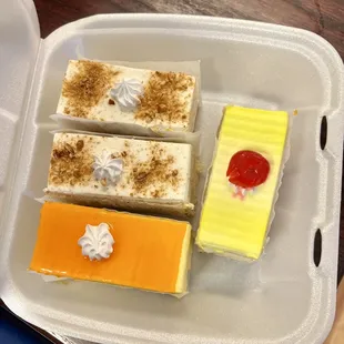 Butterscotch, mango and pineapple pastries