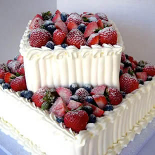 Two-tiered multi-berry cake.