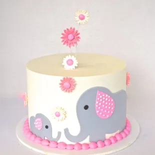 Elephant themed baby shower for baby girl.