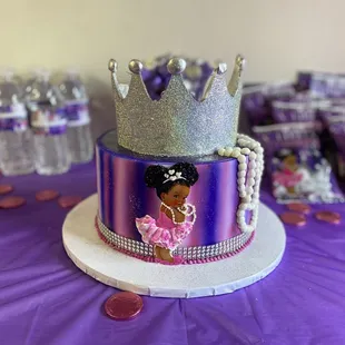 a cake with a tia on top
