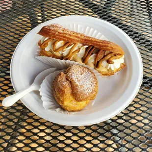 Caramel Eclair and Cream Puff
