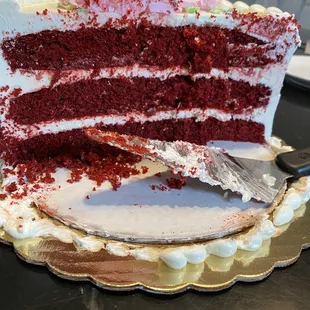 Red velvet cake...three even layers of heaven.