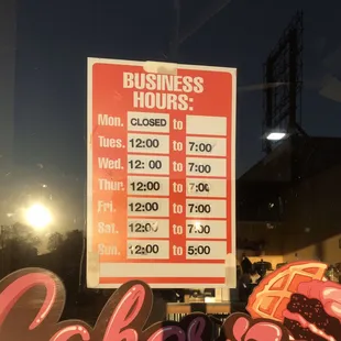 Hours as of October 2019