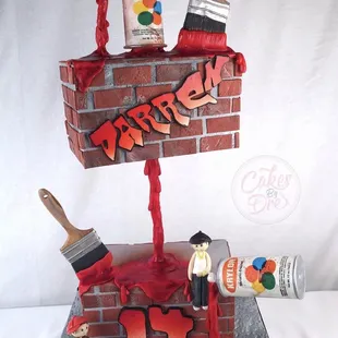 Anti gravity graffiti cake