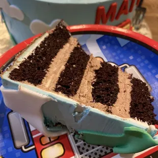 a slice of cake on a plate