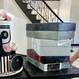 Chanel and Nike &quot;Jordan&quot; shoe box cakes