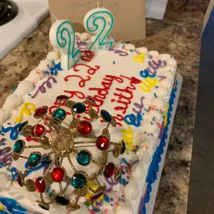 a birthday cake with candles
