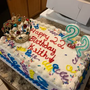 a birthday cake with a crown on top