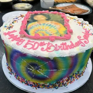Tie-dye digital birthday cake.
