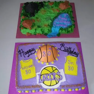 Lakers &amp; Jurassic Park background themed cakes