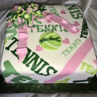 Tennis Gift Box Fondant Birthday Cake