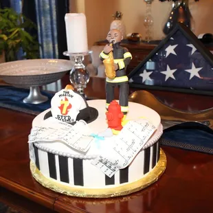 a table with a cake and candles