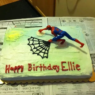 a spider - man on a sheet cake