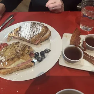 Monte Cristo Pannini with side of bacon