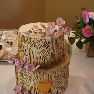 a three tiered cake on a table