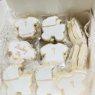 a box of baby shower cookies