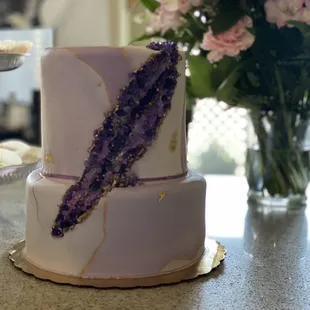 Two tier Geode Amethyst Fondant Red Velvet Cake