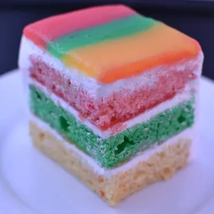 Rainbow cake by the slice! (Guava/Lime/Passion fruit)