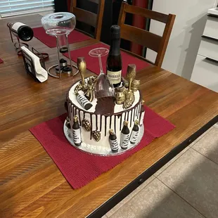 Wine themed birthday cake