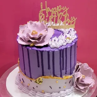 Purple dripping cake