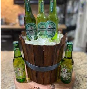 beer barrel cake with sugar bottle  yes everything in that cake is edible  made out of sugar!