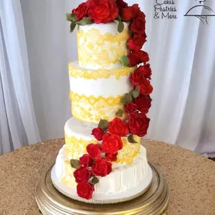 stunning elegant lace flower wedding cake