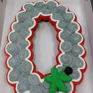 a cake in the shape of a letter o