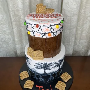 2 tier strangers things cake for 30 servings