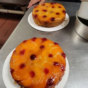 Peach and Pineapple Upside Down Cakes