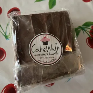 a chocolate bar wrapped in plastic wrap