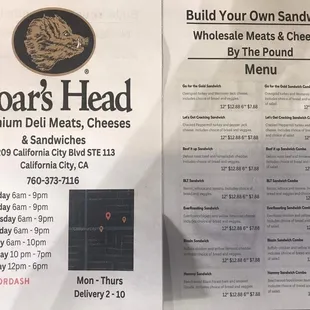 menu for board's head