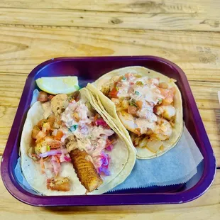 Blackened Fish Taco + Shrimp taco (delicious reason why I came back!)