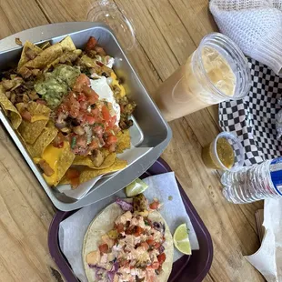 Nachos and Blackened Fish Tacos