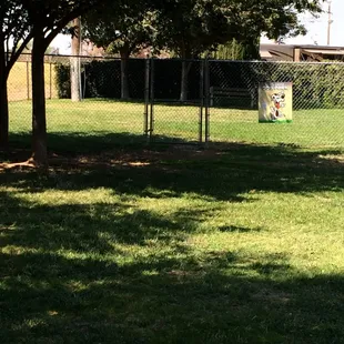 Dog park.. Patch of grass fenced no lights at night